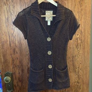 Chocolate brown nubby fitted cardi